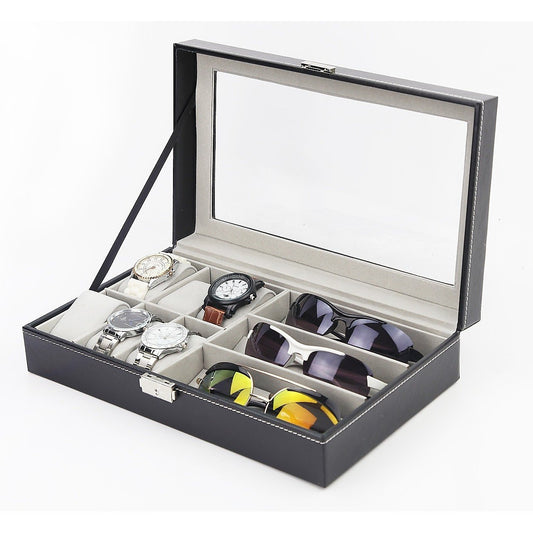 6+3 Grid Watch Sunglass Eyeglasses Display Box Case Storage Organizer