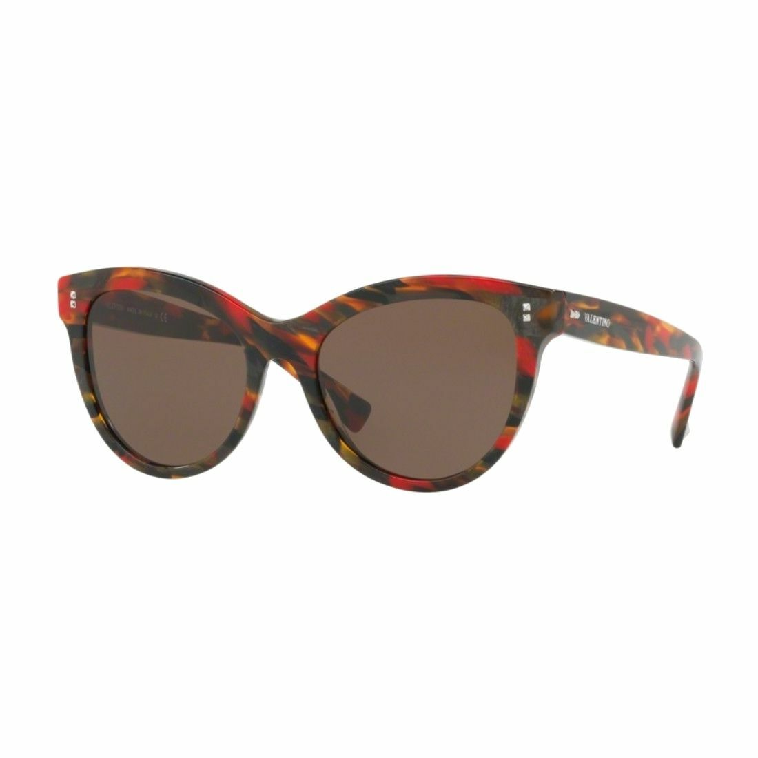 Valentino VA4013-5040/73 Striped Red Brown Cat Eye Brown Lens Women's